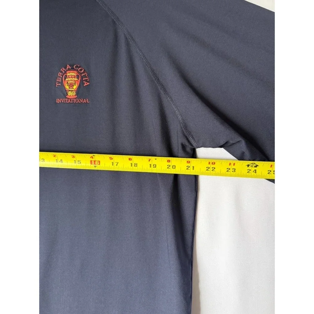 FootJoy Golf Pullover‎ Men M Blue 1/4 Zip Performance Stretch Logo Terra Cotta